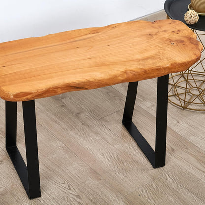 Cedar Roots Stool with Flat Iron Leg Wood Bench 27.5" X 14" X 17.4" H Home Decor Wood Side Table Plant Stand Home Décor End Table