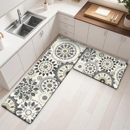 [Fallfreshness] HEBE anti Fatigue Kitchen Rug Sets 2 Piece Non Slip Kitchen Mats for Floor Cushioned Kitchen Rugs and Mats Waterproof Comfort Standing Mat Runner for Kitchen, Home Office, Sink, Laundry