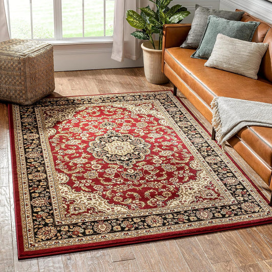 Barclay Medallion Kashan Red Traditional Area Rug 6'7'' X 9'6''