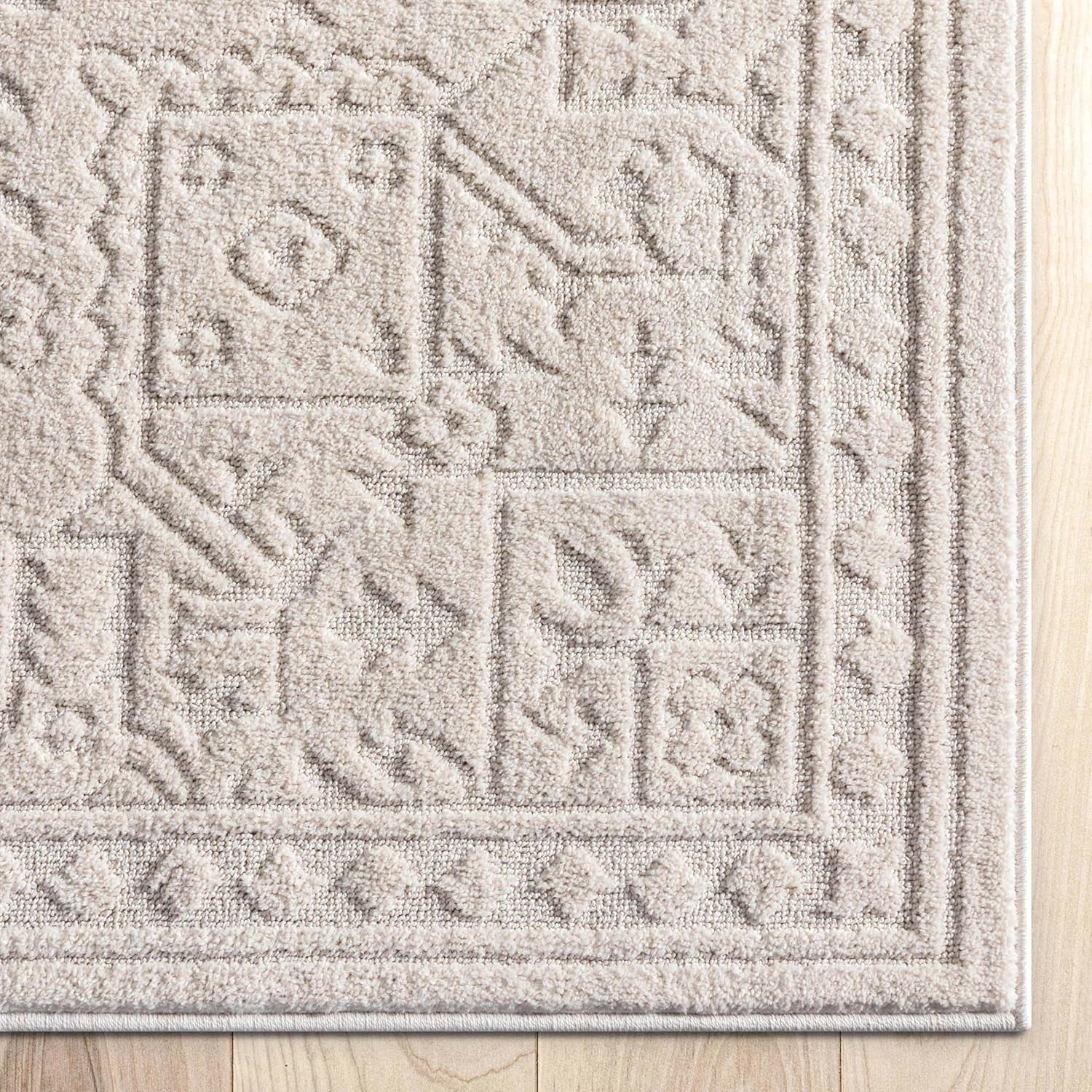 Harlow Collection Cloud Medallion Ivory - Modern Tribal Minimalist 8X10 Area Rug - Ideal for Living Room, Dining Room & Bedroom - Durable, Stain Resistant & Easy to Clean