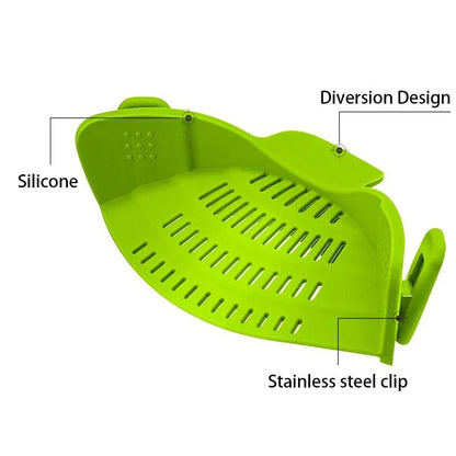 Adjustable Pasta Silicone Clip-On Food Strainer