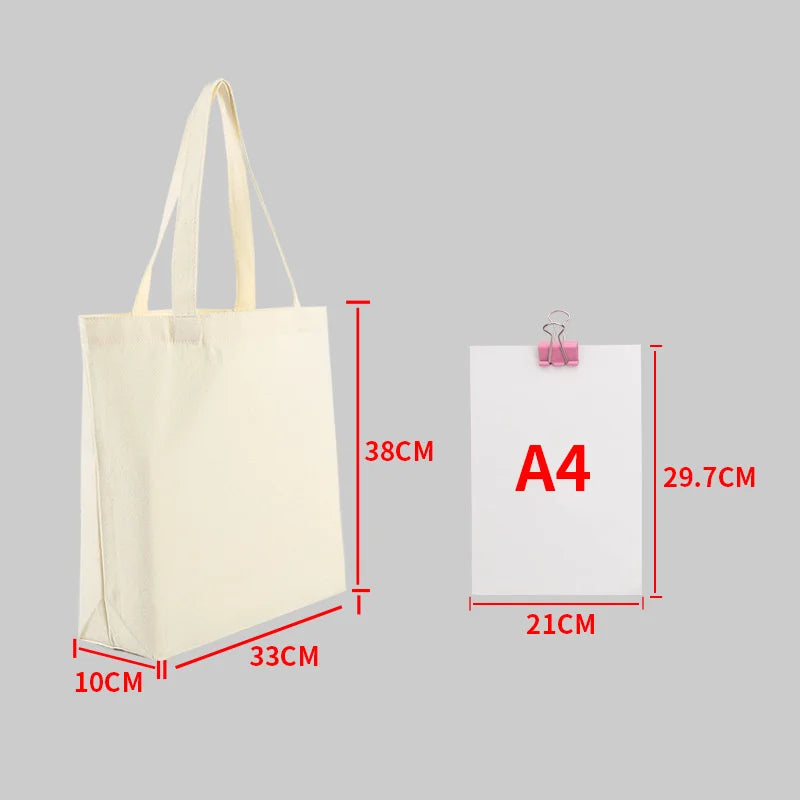 Large Capacity Canvas Shopping Bags DIY Painting Pattern Handbag Folding Eco-Friendly Cotton Tote Bags