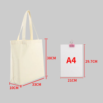 Large Capacity Canvas Shopping Bags DIY Painting Pattern Handbag Folding Eco-Friendly Cotton Tote Bags