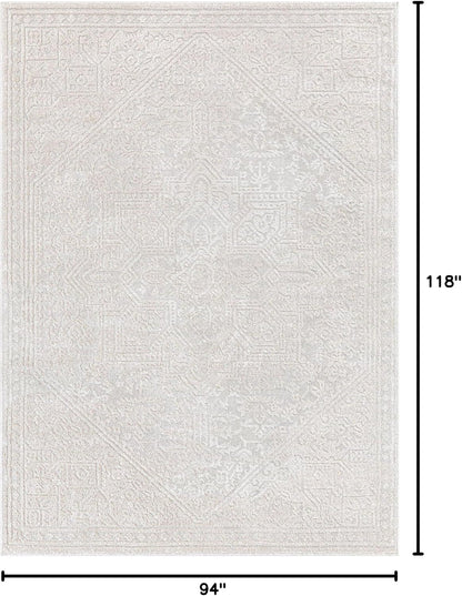 Harlow Collection Cloud Medallion Ivory - Modern Tribal Minimalist 8X10 Area Rug - Ideal for Living Room, Dining Room & Bedroom - Durable, Stain Resistant & Easy to Clean