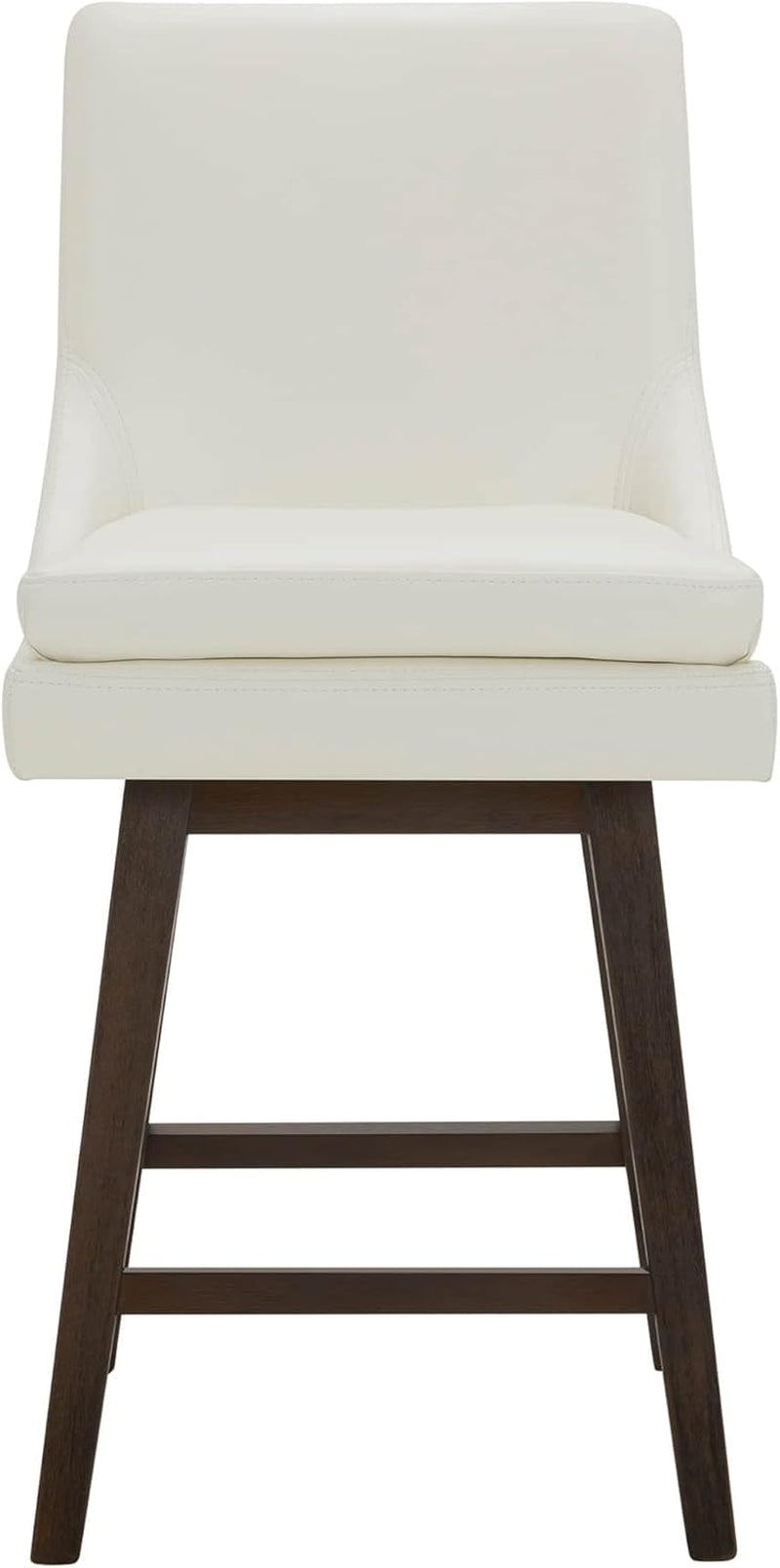 Counter Height Swivel Barstool, FSC Certified Upholstered Bar Stool, 26.8" H Seat Height, PU Leather in Pure White