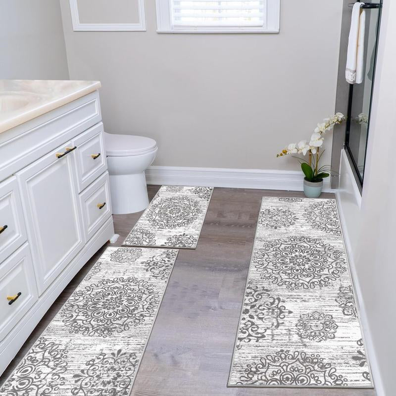 [Fallfreshness] HEBE Washable Farmhouse Kitchen Rugs Sets of 3 Non Slip Washable Kitchen Rugs and Mats Boho Kitchen Mats for Floor Kitchen Runner Rug Kitchen Carpet Rug Runner for Hallways Kitchen Laundry