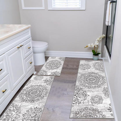 [Fallfreshness] HEBE Washable Farmhouse Kitchen Rugs Sets of 3 Non Slip Washable Kitchen Rugs and Mats Boho Kitchen Mats for Floor Kitchen Runner Rug Kitchen Carpet Rug Runner for Hallways Kitchen Laundry