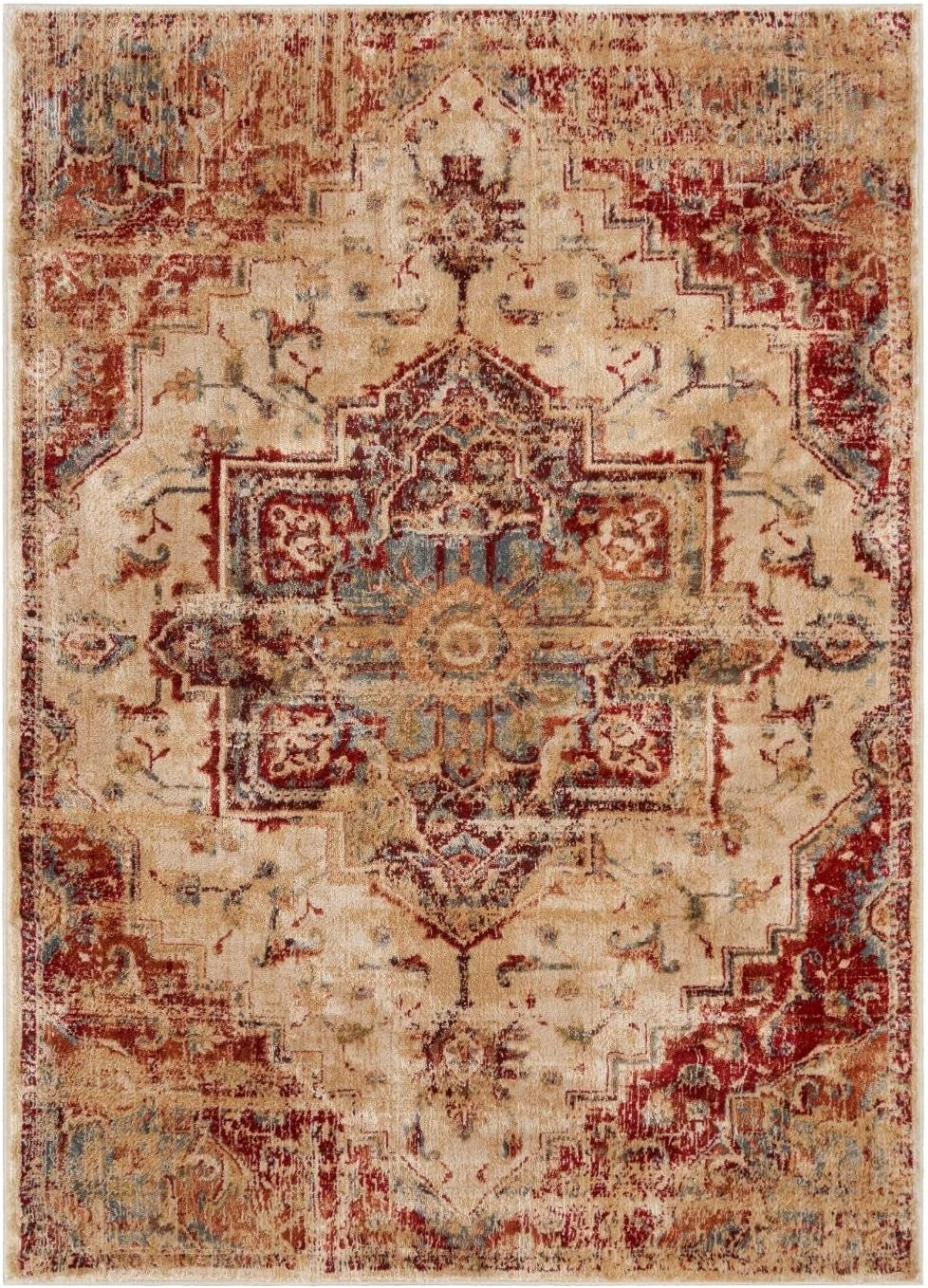 Vintage Moroccan Area Rug, Ivory 5X7