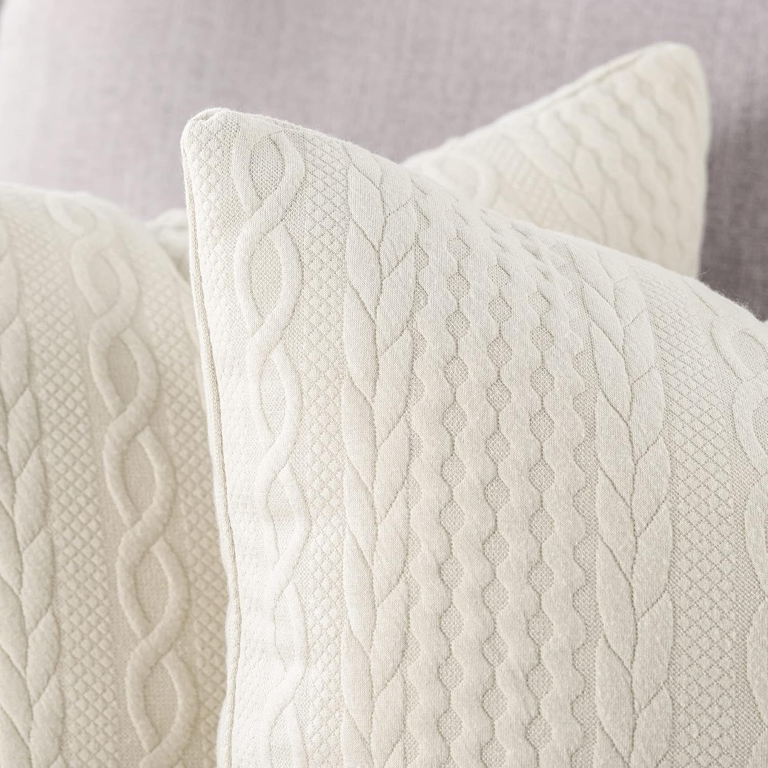 Pack of 2 Super Soft Decorative Throw Pillow Covers Square Cushion Cases Pillowcases for Couch Sofa Bedroom Car Modern Embossed Patterned,16 X 16 Inch,Beige