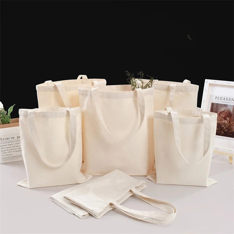 Large Capacity Canvas Shopping Bags DIY Painting Pattern Handbag Folding Eco-Friendly Cotton Tote Bags