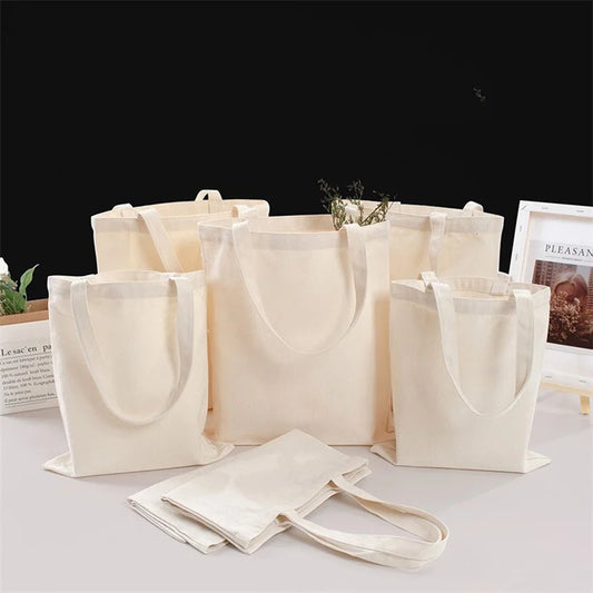 Large Capacity Canvas Shopping Bags DIY Painting Pattern Handbag Folding Eco-Friendly Cotton Tote Bags