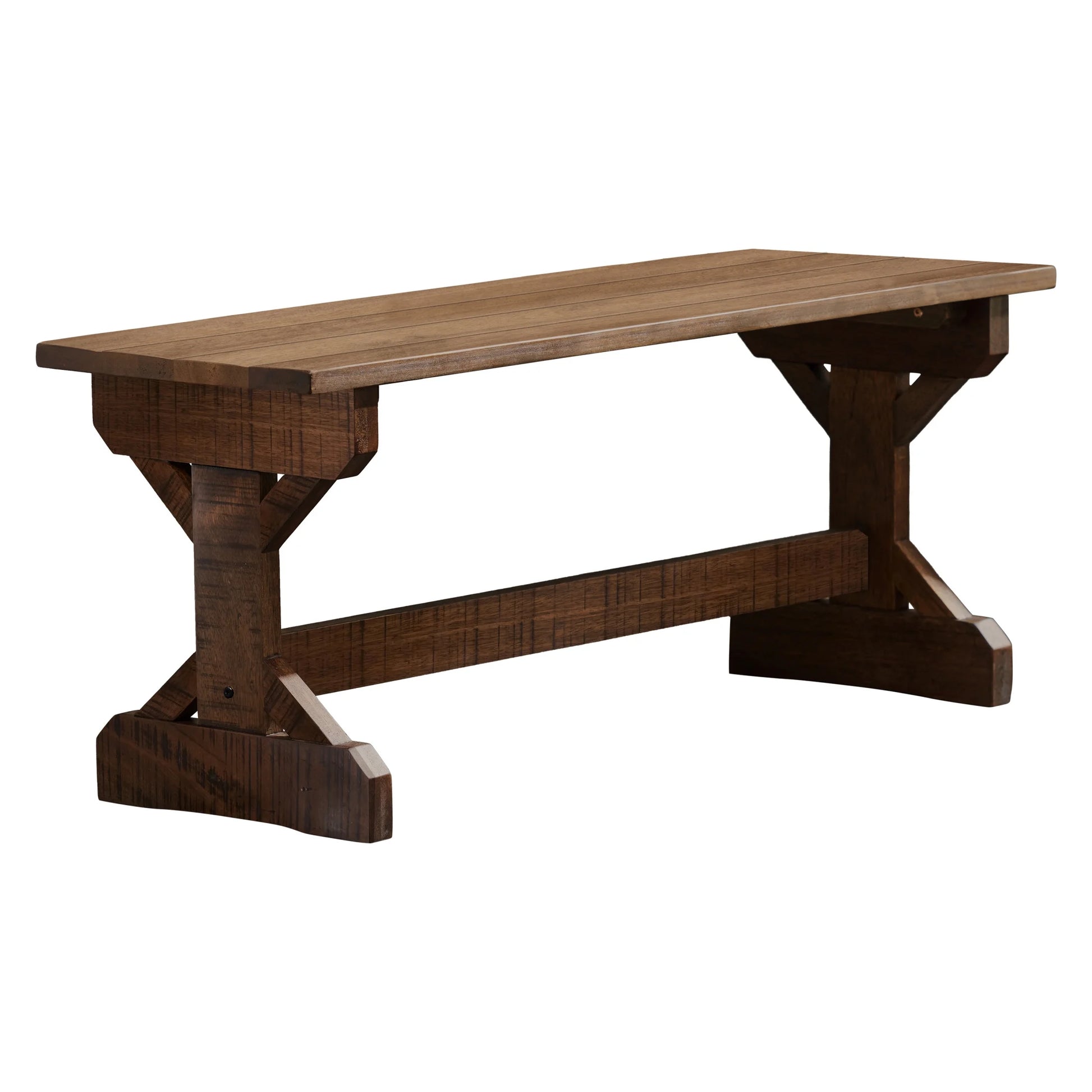46" Meranti Wood Farmhouse Bench for Entryway, Garden, Patio
