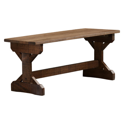 46" Meranti Wood Farmhouse Bench for Entryway, Garden, Patio