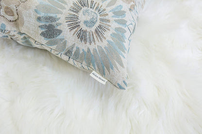 Pack of 2 Decorative Throw Pillows Cases Cushion Cover for Sofa Couch Bed,Sunflower Pattern,20X20 Inches,Blue Cream