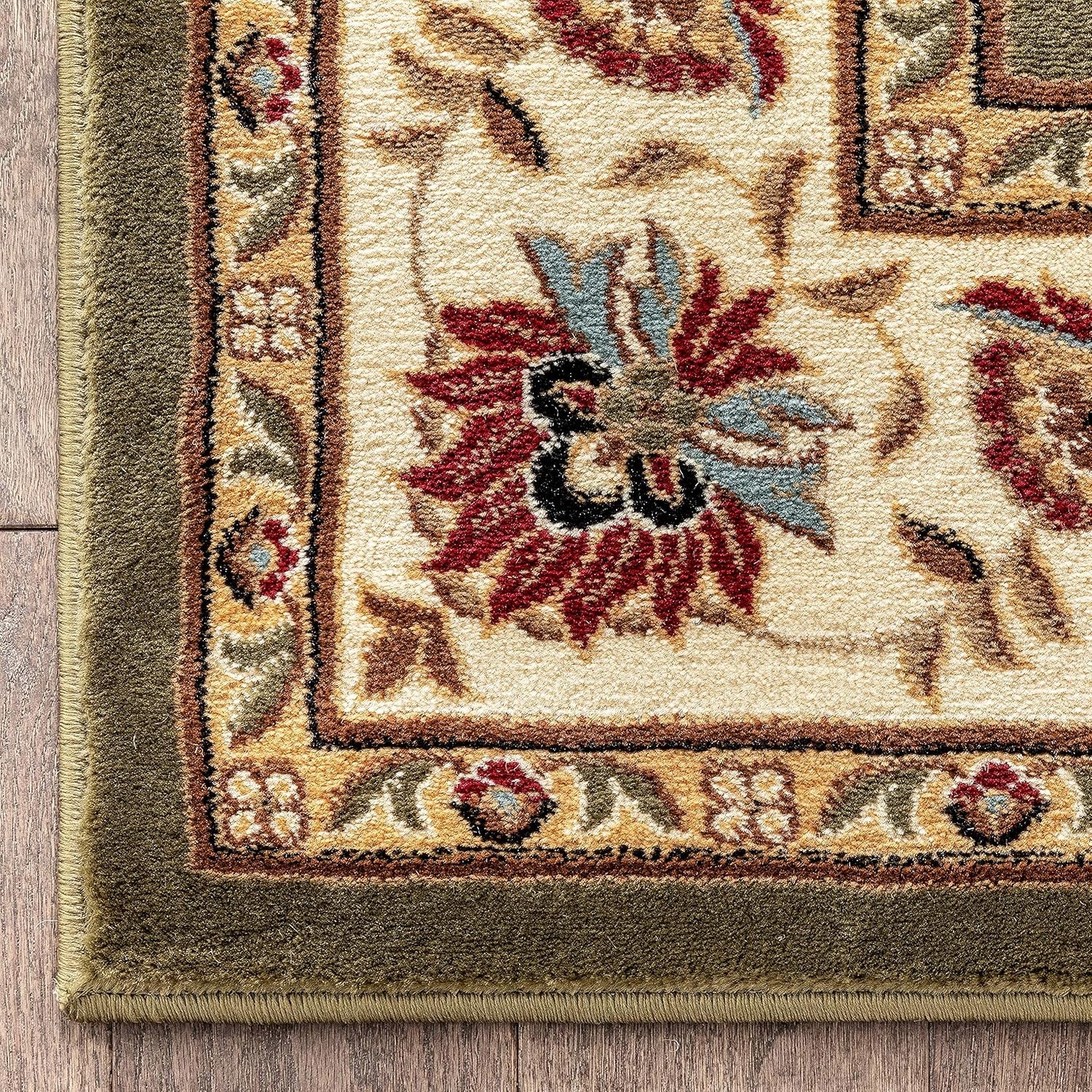 Sultan Sarouk Green Oriental Floral Formal Traditional Area Rug 7' X 9' Easy Clean Stain Fade Resistant Shed Free Modern Classic Contemporary Thick Soft Plush Living Dining Room Rug