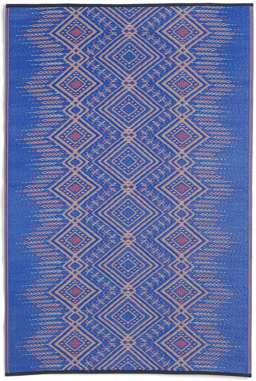 Outdoor Rug - Waterproof, Fade Resistant, Crease-Free, Reversible - Premium Recycled Plastic - Boho Southwestern - Patio, Porch, Deck, Balcony - Jodhpur - Multi Blue - 5 X 8 Ft