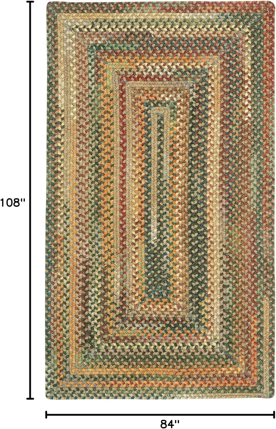 American Heritage Tan Multi 7' 0" X 9' 0" Concentric Rectangle Braided Rug