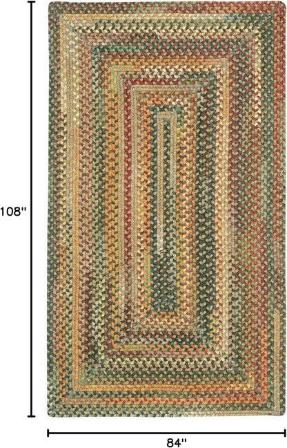 American Heritage Tan Multi 7' 0" X 9' 0" Concentric Rectangle Braided Rug