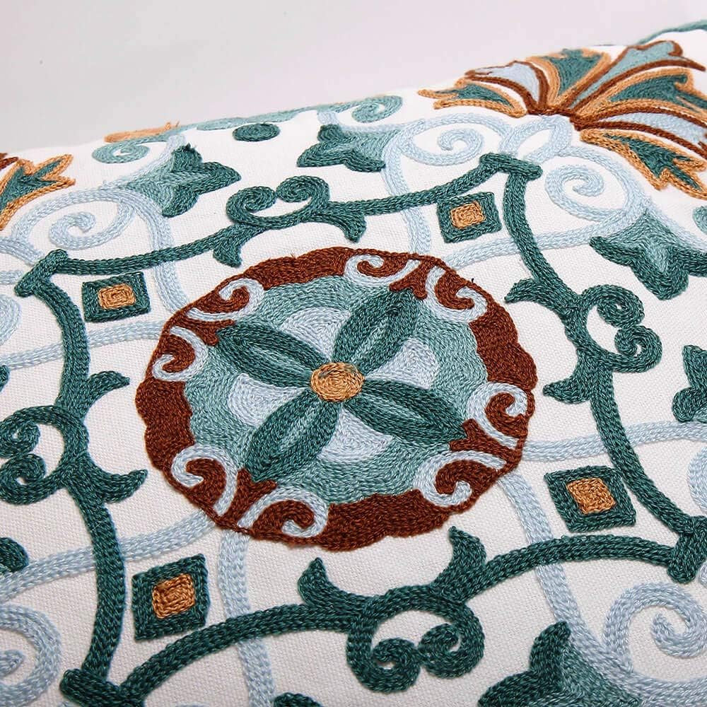 Onelsong Decorative Pillow Covers for Couch Living Room 18X18 Inches Set of 2 Embroidery Square Boho Throw Pillows Cover for Sofa Chair Bed