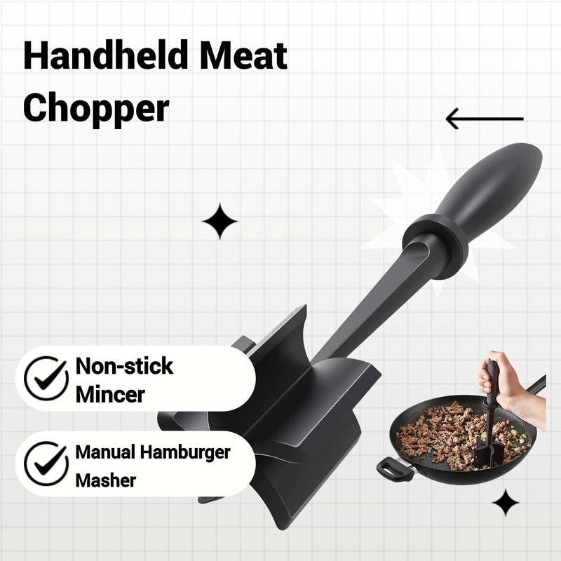 Handheld Meat Chopper, 1 Count Non-Stick Meat Mincer, Manual Hamburger Meat Masher, Kitchen Meat Utensils, Kitchen Utensils Tools, Kitchen Utensils Accessories, Kitchen Cooking Accessories, Multifunctional Kitchen Tool