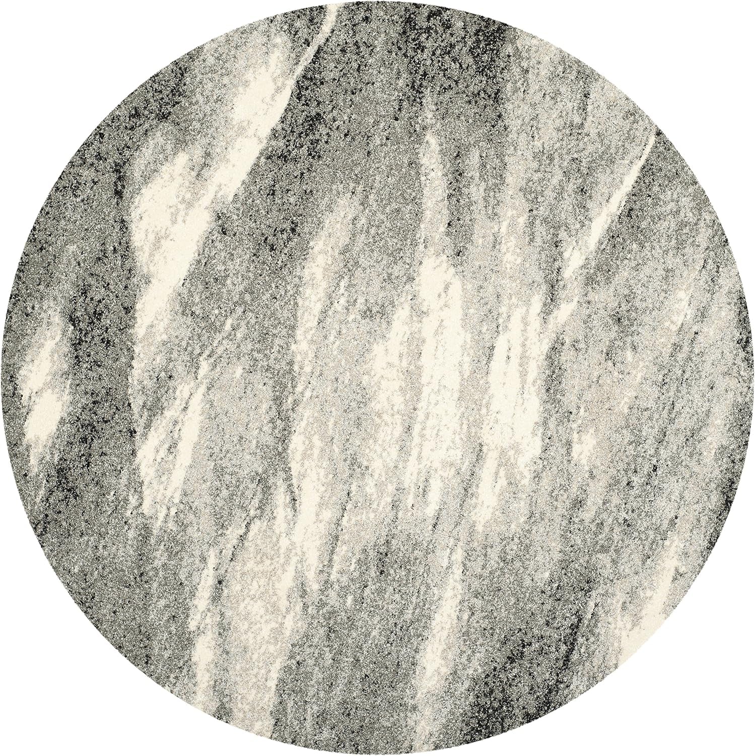 Retro Collection Area Rug - 6' Round, Grey & Ivory, Modern Abstract Design, Non-Shedding & Easy Care, Ideal for High Traffic Areas in Living Room, Bedroom (RET2891-8012)