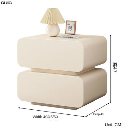Cream Wind Bedside Table Simple Modern Solid Wood Bedside Storage Cabinet Home Bed Cabinet Bedroom Small Bedside Cabinet