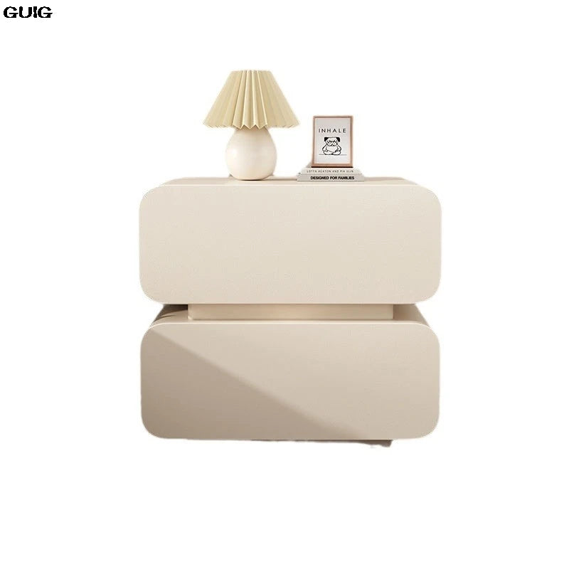 Cream Wind Bedside Table Simple Modern Solid Wood Bedside Storage Cabinet Home Bed Cabinet Bedroom Small Bedside Cabinet