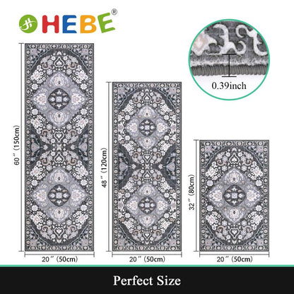 [Fallfreshness] HEBE Washable Farmhouse Kitchen Rugs Sets of 3 Non Slip Kitchen Rugs and Mats Boho Kitchen Mats for Floor Kitchen Runner Rug Kitchen Carpet Rug Runner for Hallways Kitchen Laundry