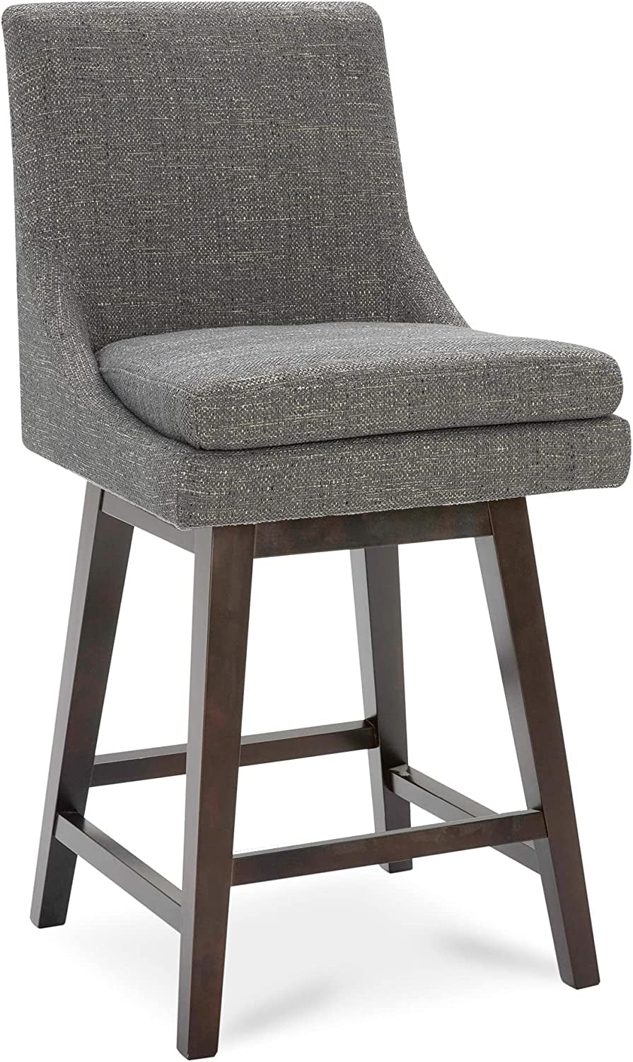 Counter Height Swivel Bar Stools with Back Set of 2, FSC Certified Upholstered Fabric Bar Stool, 26.8" H Seat Height, Fabric in Fog