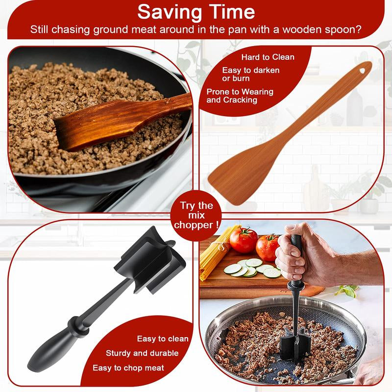 Handheld Meat Chopper, 1 Count Non-Stick Meat Mincer, Manual Hamburger Meat Masher, Kitchen Meat Utensils, Kitchen Utensils Tools, Kitchen Utensils Accessories, Kitchen Cooking Accessories, Multifunctional Kitchen Tool