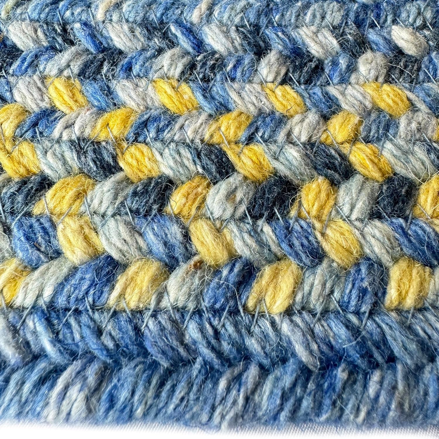 American Heritage Blue Yellow 3' 0" X 5' 0" Concentric Rectangle Braided Rug