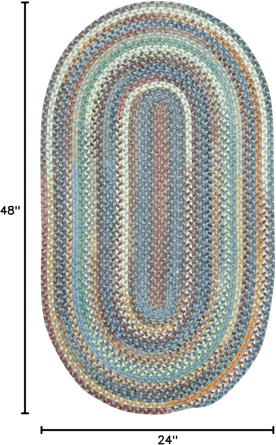 American Heritage Legacy Blue 2'0"X4'0" Oval Braided Rug