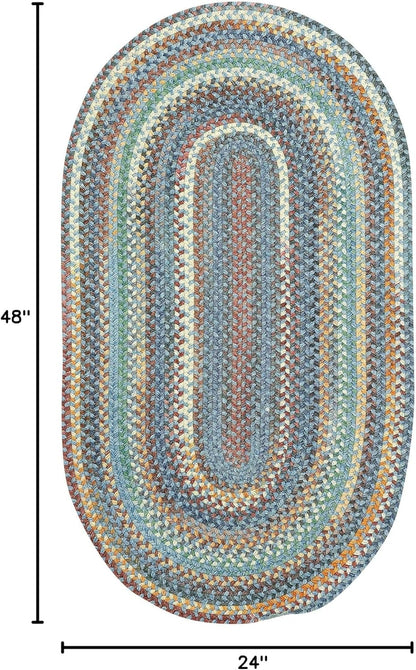 American Heritage Legacy Blue 2'0"X4'0" Oval Braided Rug