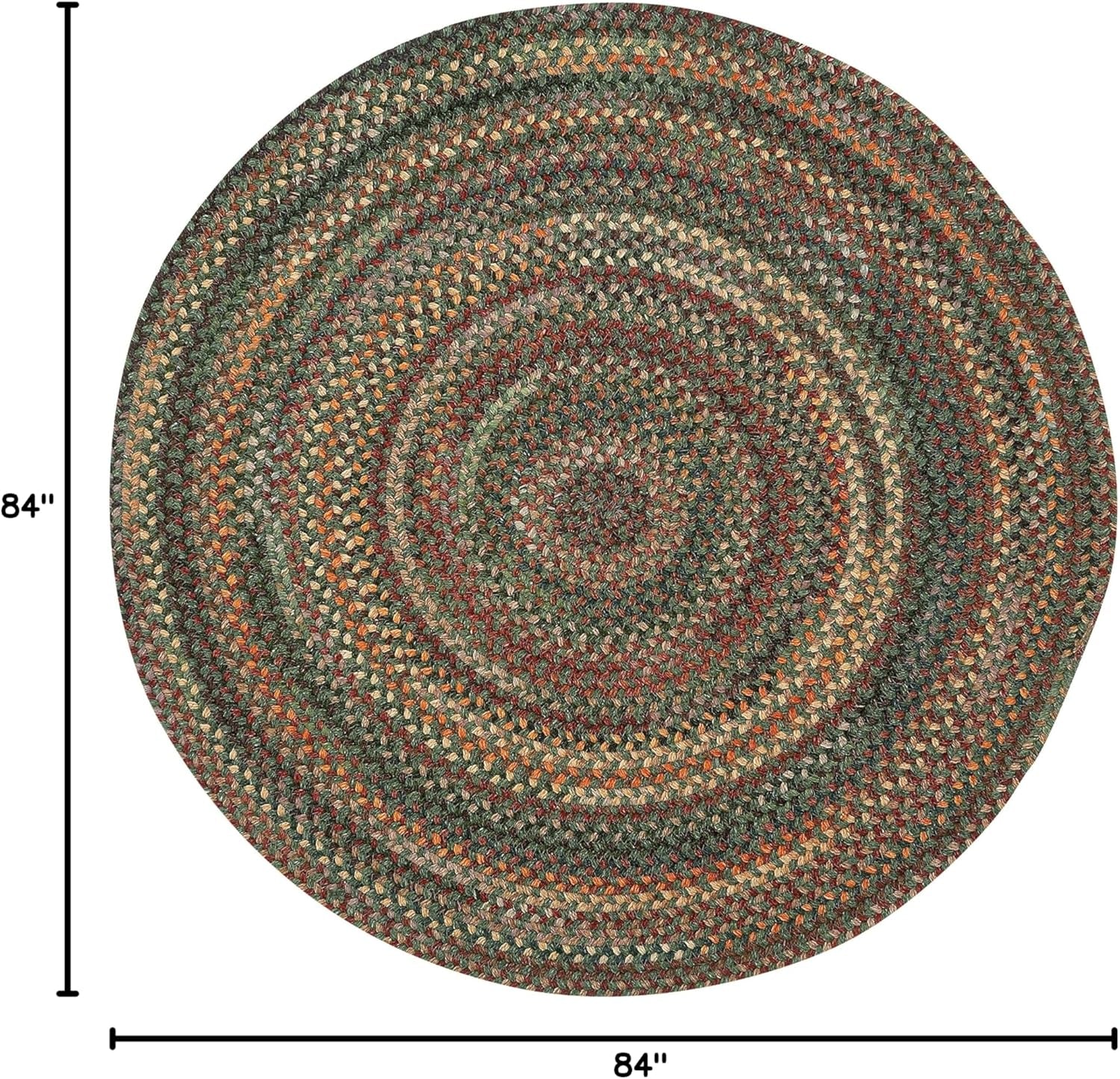 American Heritage Green Multi 7'0"X7'0" round Braided Rug