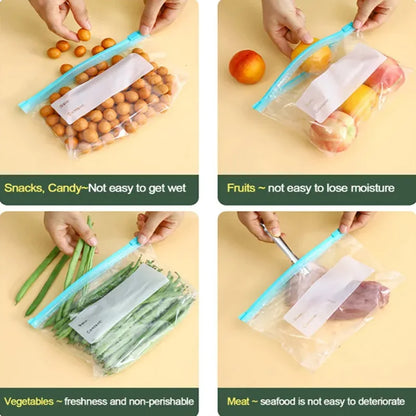Reusable Food Storage Bags Bpa-Free Freezer Bags Leak-Proof Fresh Seal Bag Ziplock Storage Bags