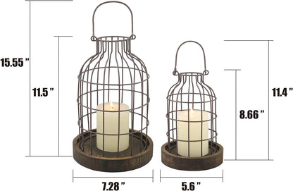 SB-5393C 2PC Wire METAL CLOCHE SET, Set of 2, Brown