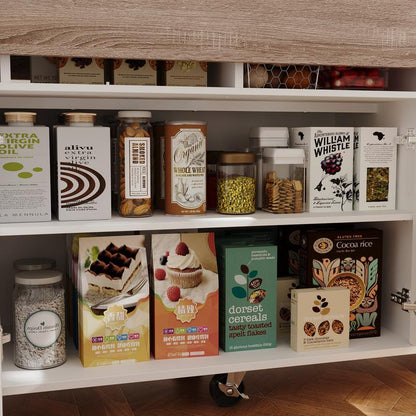 FUFU&GAGA Kitchen Island 54" Large Rolling Kitchen Island Cart on Wheels with Drop Leaf Breakfast Bar Spice Towel Rack Mobile Island Table for Kitchen with Storage, Moveable Cabinet Drawer