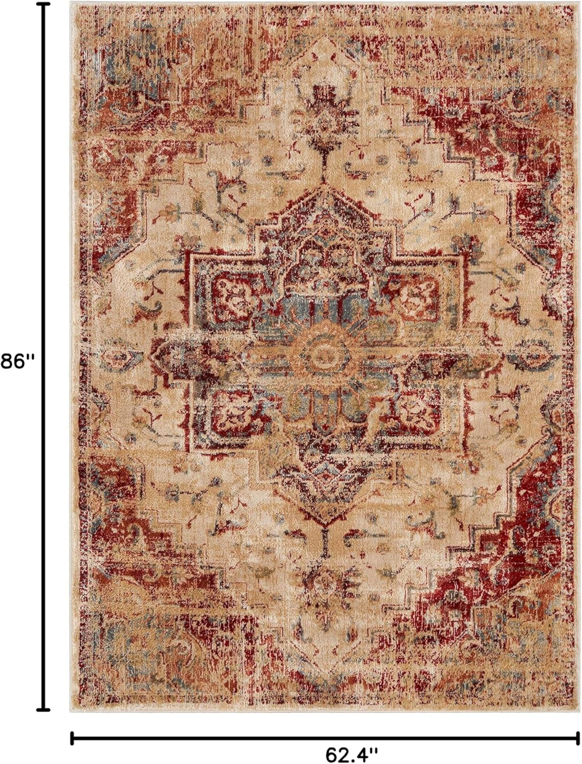 Vintage Moroccan Area Rug, Ivory 5X7