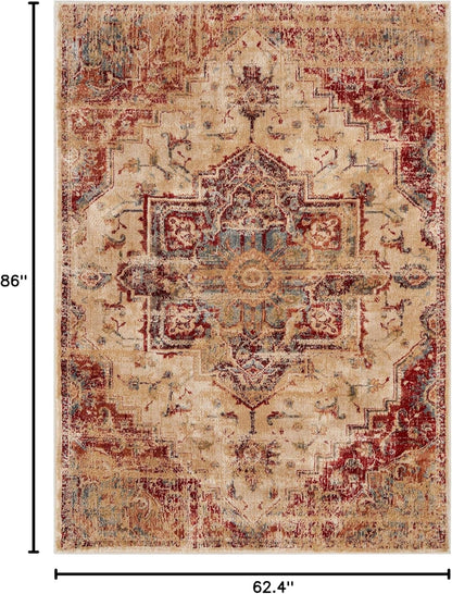 Vintage Moroccan Area Rug, Ivory 5X7