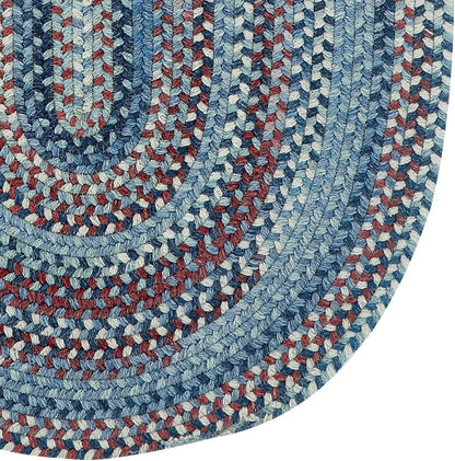 American Heritage Barn Blue 3' 0" X 5' 0" Oval Braided Rug