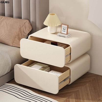 Cream Wind Bedside Table Simple Modern Solid Wood Bedside Storage Cabinet Home Bed Cabinet Bedroom Small Bedside Cabinet