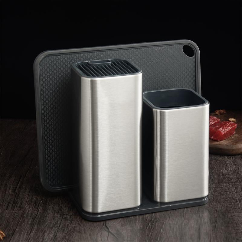 Quick Grab Knife Station – Large-Capacity Stainless Steel Organizer for Safe & Easy Kitchen Tool Storage Holder