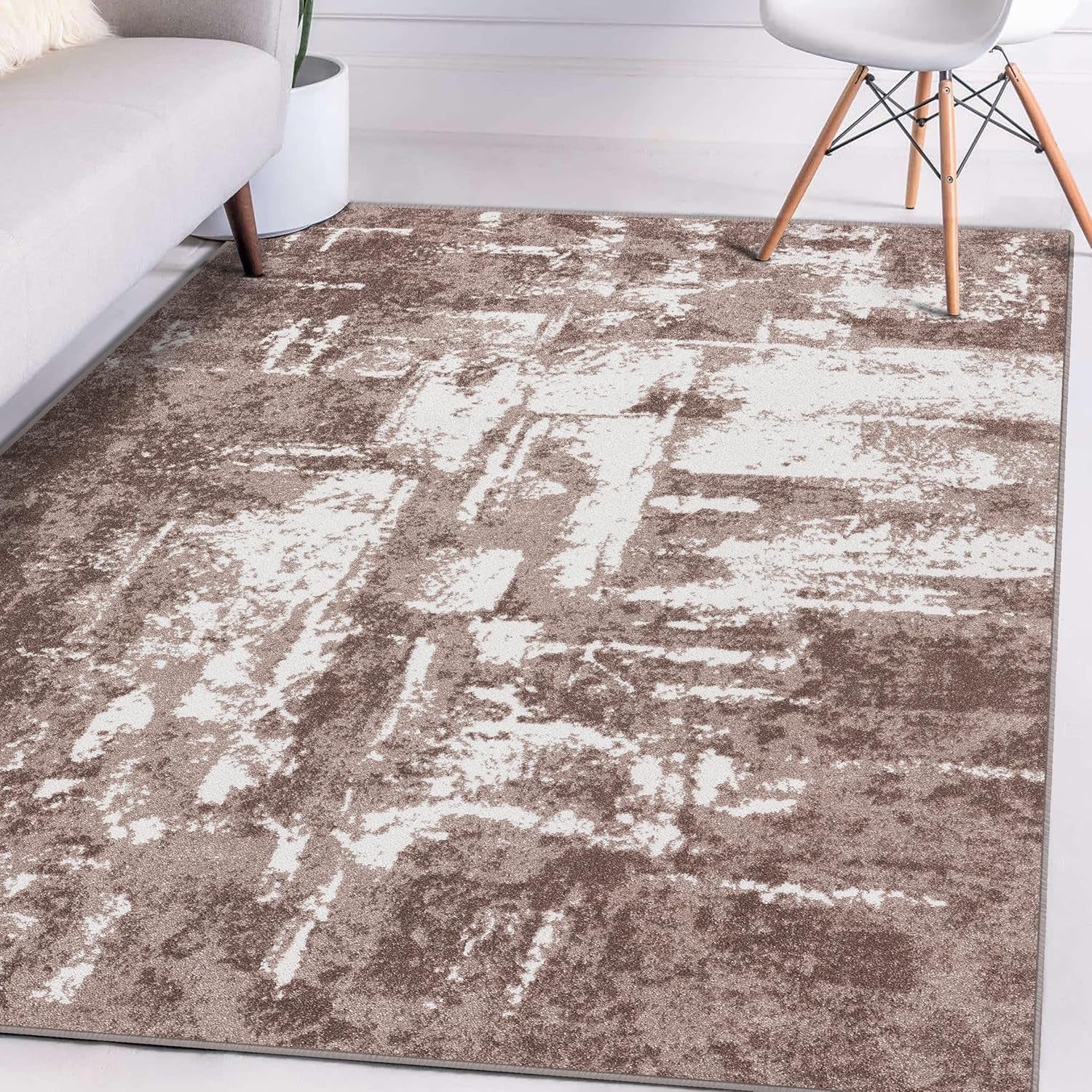 Hampstead Abstract Area Rug - Medium Pile, Modern Area Rug, Beige / 8 X 10