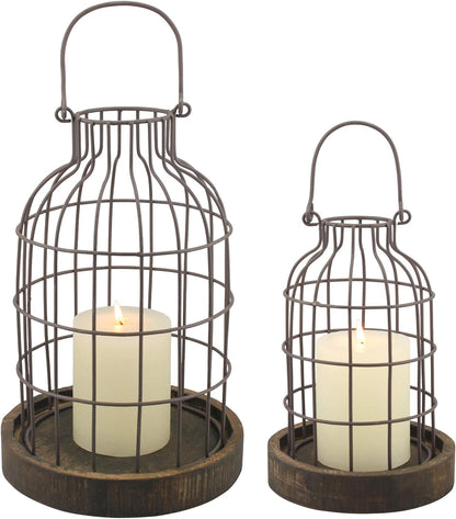 SB-5393C 2PC Wire METAL CLOCHE SET, Set of 2, Brown