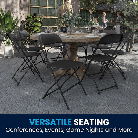 Hercules Series Plastic Folding Chair - Black - 650LB Weight Capacity Comfortable Event Chair - Lightweight Folding Chair