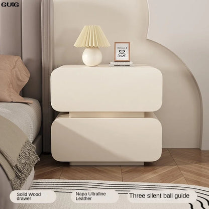 Cream Wind Bedside Table Simple Modern Solid Wood Bedside Storage Cabinet Home Bed Cabinet Bedroom Small Bedside Cabinet