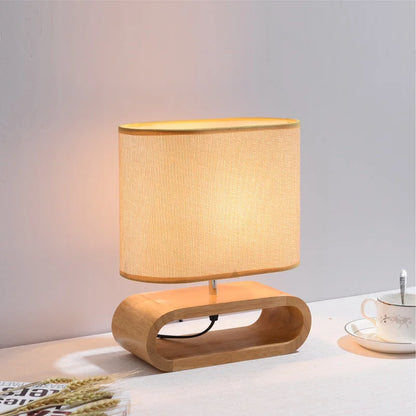 Nordic Wooden Table Lamp Creative Modern Bedroom Bedside LED Light Living Room Hotel Japanese Study Table Lamp Linen Lampshade
