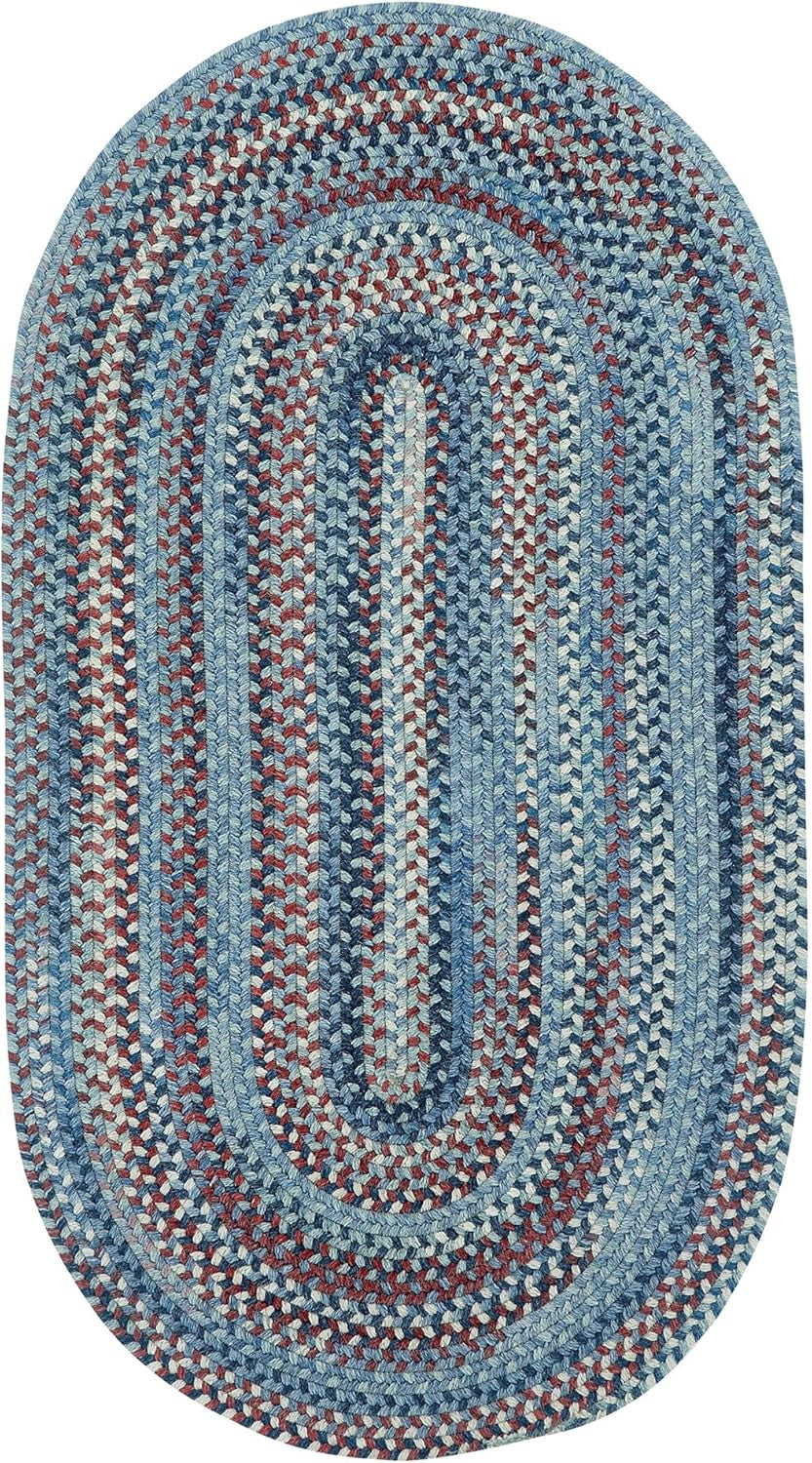 American Heritage Barn Blue 3' 0" X 5' 0" Oval Braided Rug