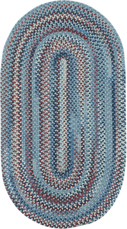 American Heritage Barn Blue 3' 0" X 5' 0" Oval Braided Rug