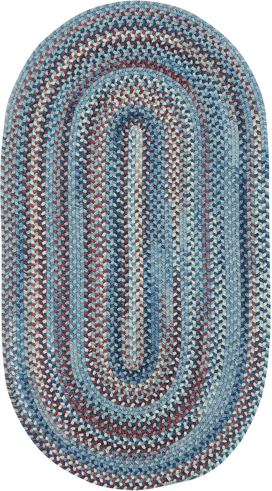 American Heritage Barn Blue 3' 0" X 5' 0" Oval Braided Rug